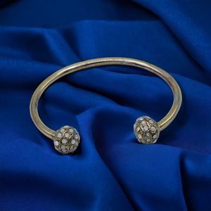 Bangle Bracelet Rhinestone Champagne AB Gem Cuff Metal Skinny Crystal Pave